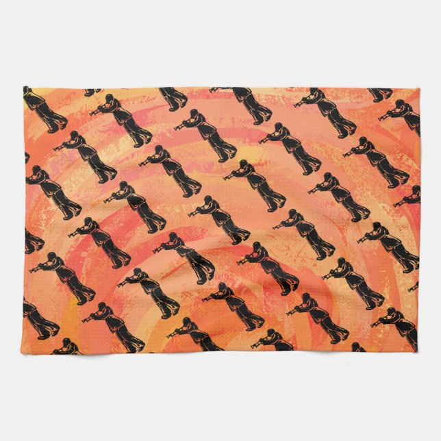 Linge De Cuisine New York Boogie Nights Trumpet Orange (Horizontal)