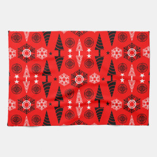 Linge De Cuisine Noël Art Nouveau Rouge Et Noir