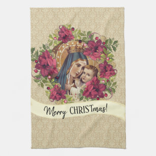 Linge De Cuisine Noël béni de Vierge Marie Jésus floral