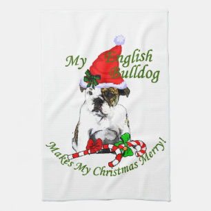 Linge De Cuisine Noël de Bulldog anglais