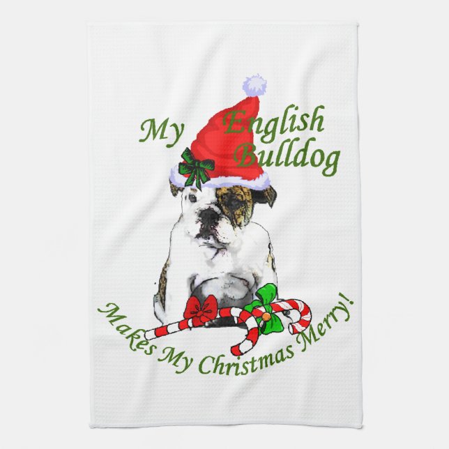Linge De Cuisine Noël de Bulldog anglais (Vertical)