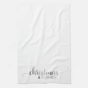 Linge De Cuisine Noël de calligraphie simple en argent