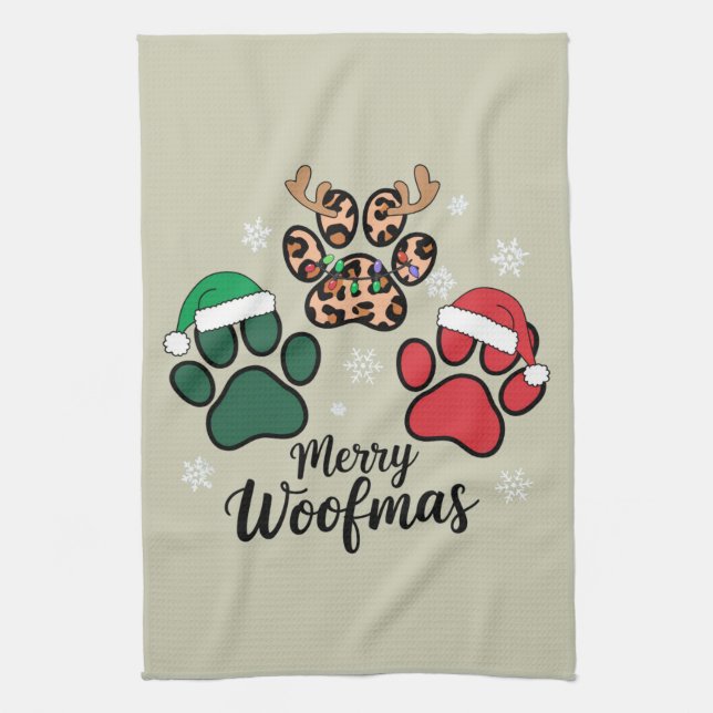 Linge De Cuisine Noël de la maman de chien Joyeux Woofmas Amoureux  (Vertical)