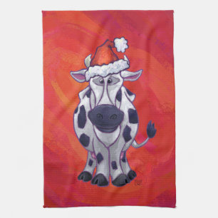 Linge De Cuisine Noël de la vache sur Red Feild