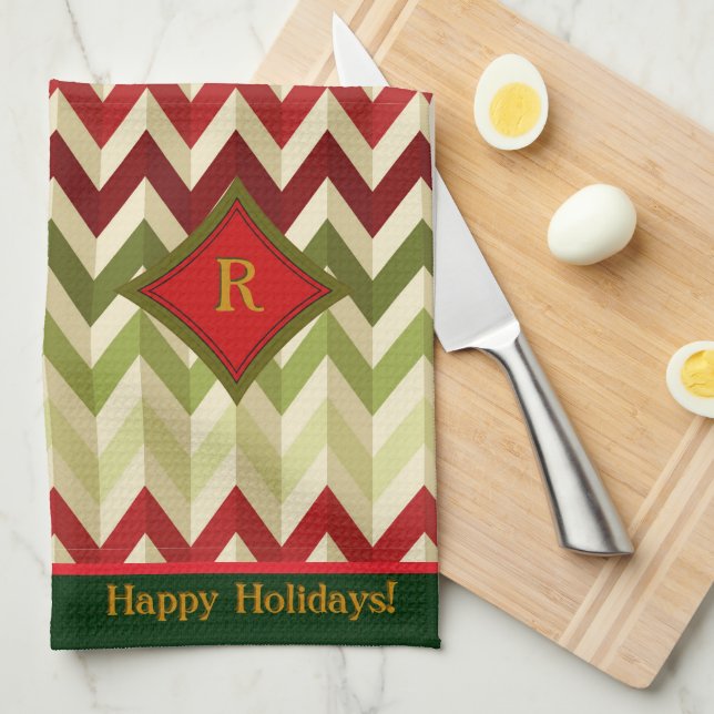 Linge De Cuisine Noël de Zigzag (Monogrammed) (Quart Plié)
