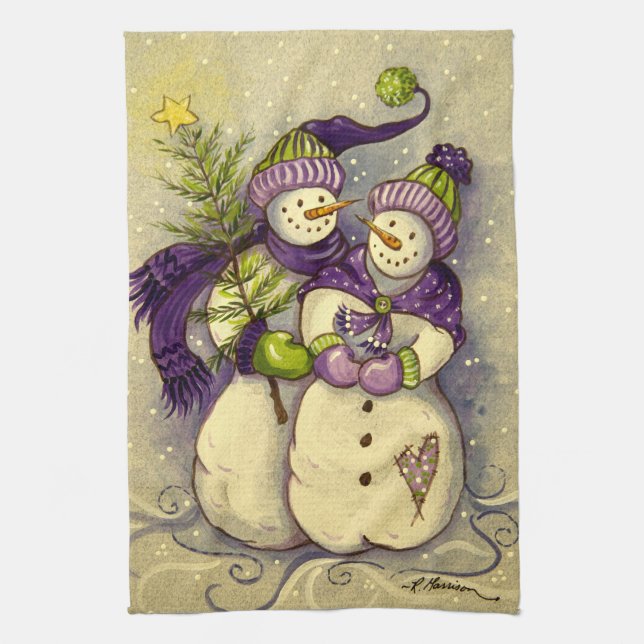 Linge De Cuisine Noël des Snowmen de 4882 (Vertical)