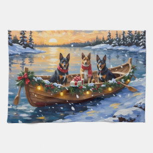 Linge De Cuisine Noël en bateau avec Malinois belge