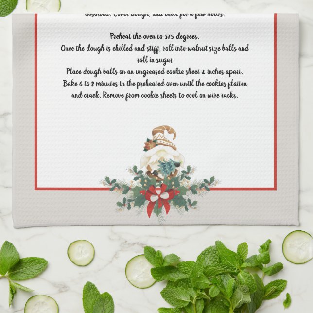 Linge De Cuisine Noël Gnome guirlande Grey Recette Gardienne (Plié)