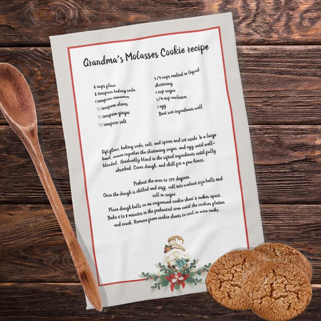 Linge De Cuisine Noël Gnome guirlande Grey Recette Gardienne (Créateur téléchargé)
