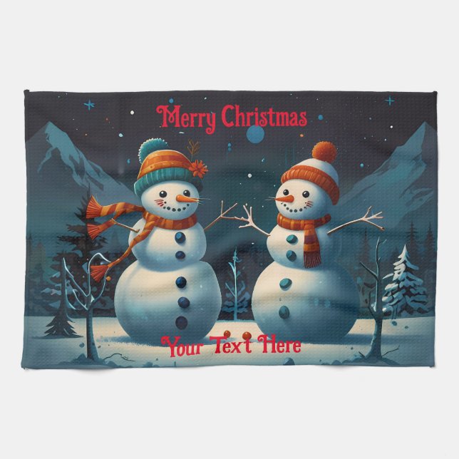 Linge De Cuisine Noël joyeux de Snowman (Horizontal)