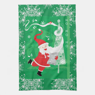 Linge De Cuisine Noël mignon, chant et danse Père Noël