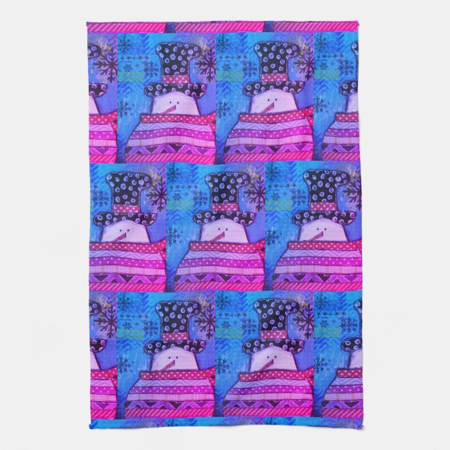 Linge De Cuisine Noël mignon et coloré Mélange de médias Snowman Ki (Vertical)