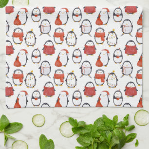 Linge De Cuisine Noël Motif des pingouins festifs mignons