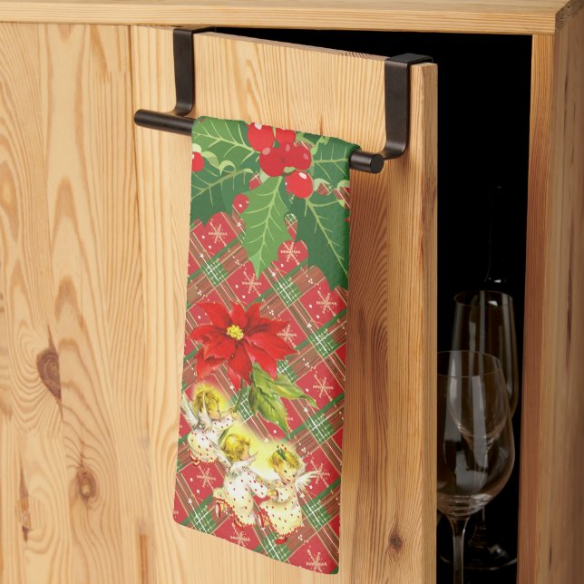 Linge De Cuisine Noël revêtu d'anges (Pliage en tiers)