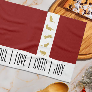 Linge De Cuisine Noël Rouge Blanc Rouge Or