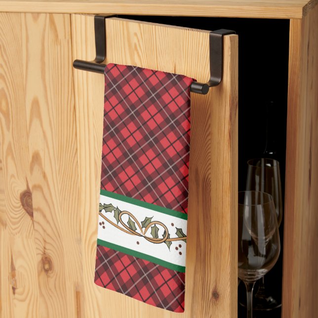 Linge De Cuisine Noël rouge plaid (Pliage en tiers)