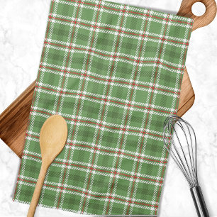 Linge De Cuisine Noël Russe Green Holiday Farmhouse Plaid