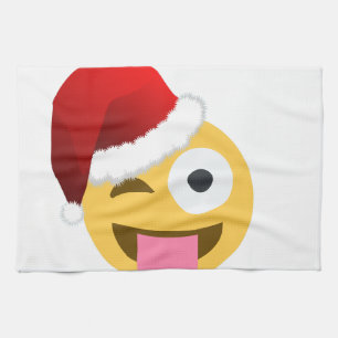 Linge De Cuisine noël santa claus winking emoji