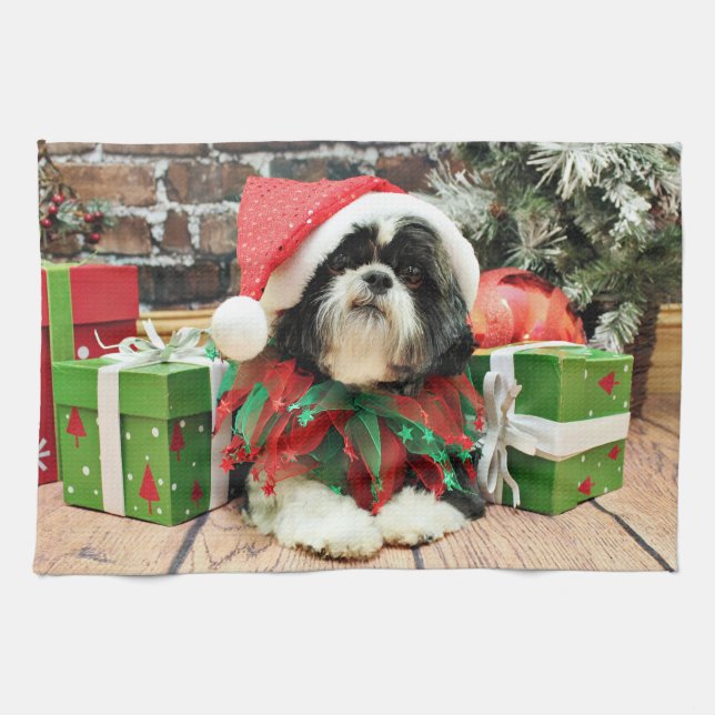 Linge De Cuisine Noël - Shih Tzu - Riley (Horizontal)