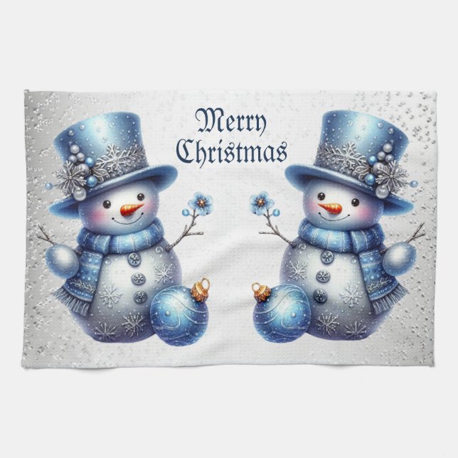 Linge De Cuisine Noël Snowman Élégant Vacances d'hiver (Horizontal)