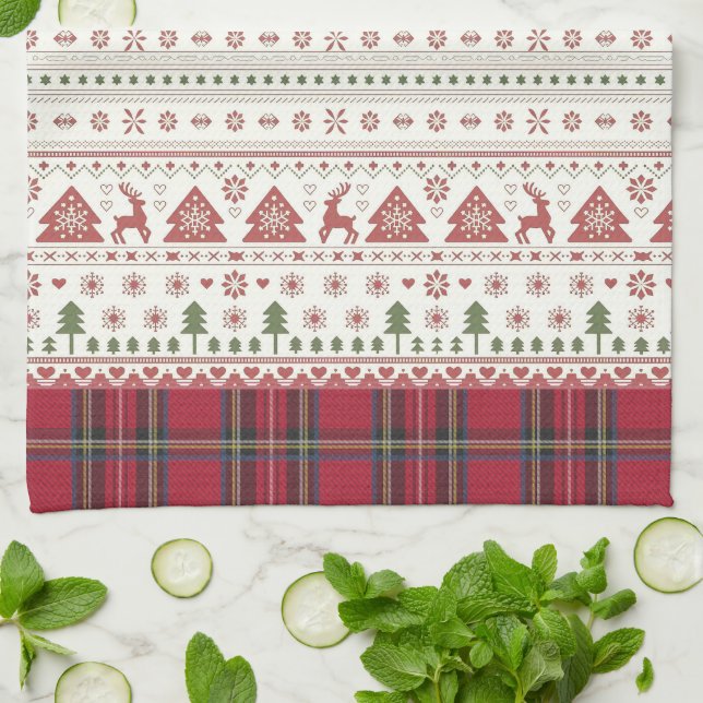 Linge De Cuisine Noël traditionnel scandinave d'hiver nordique (Plié)