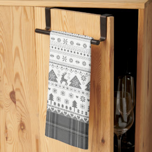 Linge De Cuisine Noël traditionnel scandinave gris