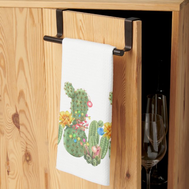 Linge De Cuisine Noël Vacances Aquarelle Sud-Ouest Cactus (Pliage en tiers)