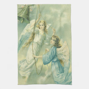 Linge De Cuisine Noël vintage, Anges victoriens avec cloche