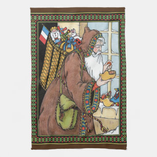 Linge De Cuisine Noël Vintage, Jouets du Père Noël Chaussures