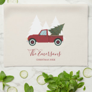 Linge De Cuisine Noël vintage Red Truck