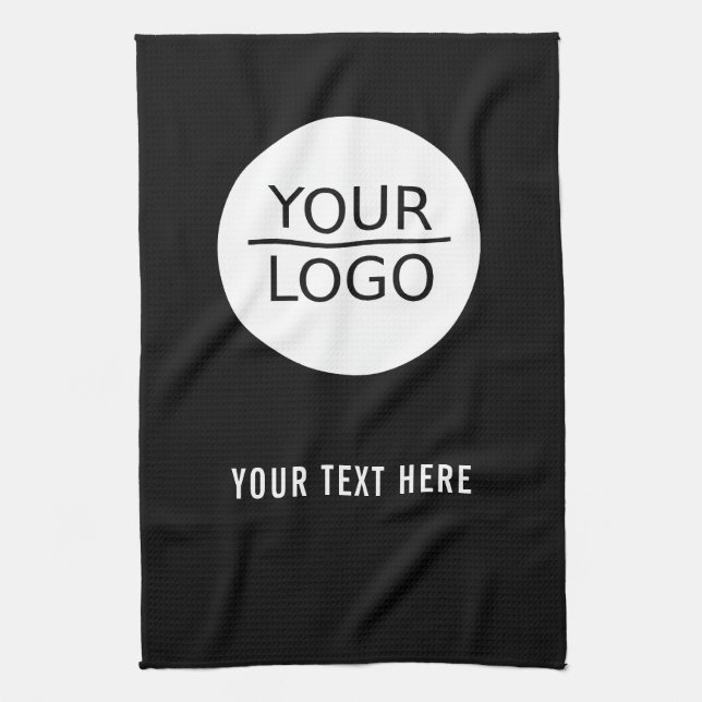 Linge De Cuisine Noir Ajouter votre logo Promotion de texte personn (Vertical)