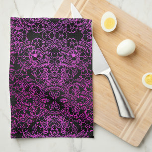 Linge De Cuisine Noir chic rose Gradient botanique vintage floral