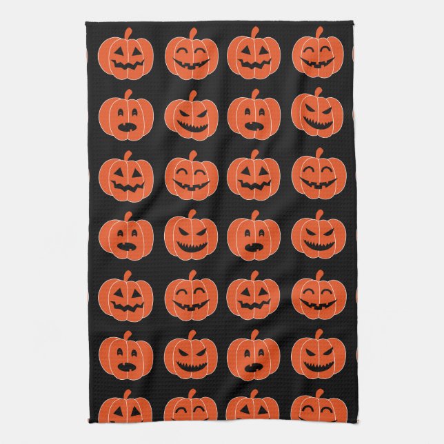 Linge De Cuisine Noir éffrayant de Jack-o'-lantern de citrouille de (Vertical)