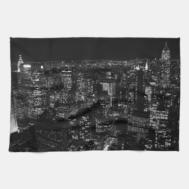 Linge De Cuisine Noir et blanc New York City (Horizontal)