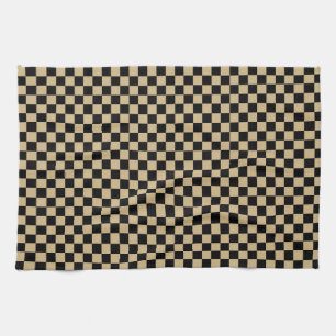 Linge De Cuisine Noir et Tan Checkered