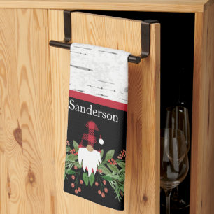 Linge De Cuisine Noir Joyeux Noël Rouge Buffalo Plaid Gnome