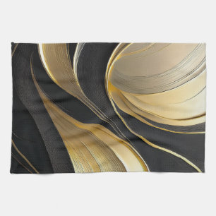 Linge De Cuisine Noir Moderne et Or Abstrait Luxe-
