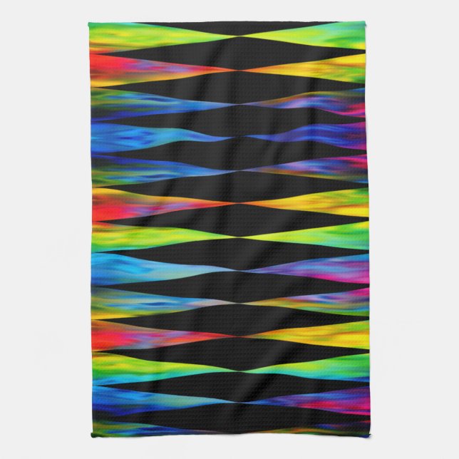 Linge De Cuisine [Noir moderne géométrique de harlequin de fiesta (Vertical)