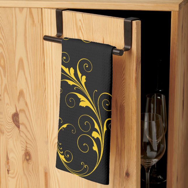 Linge De Cuisine Noir & Or (Pliage en tiers)