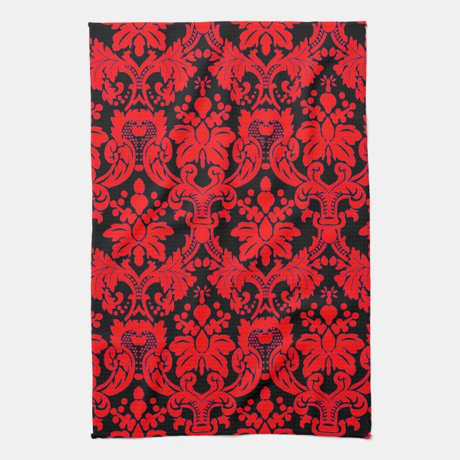 Linge De Cuisine Noir rouge de damassé élégante (Vertical)