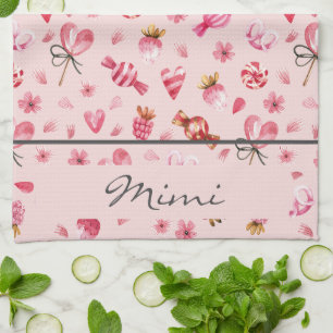 Linge De Cuisine Nom, Aquarelle Valentine Candy Motif