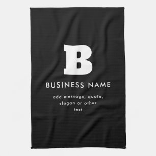Linge De Cuisine Nom commercial modifiable et Slogan   Noir & Blanc