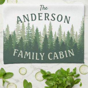 Linge De Cuisine Nom de famille Cabine Pine Tree Forest
