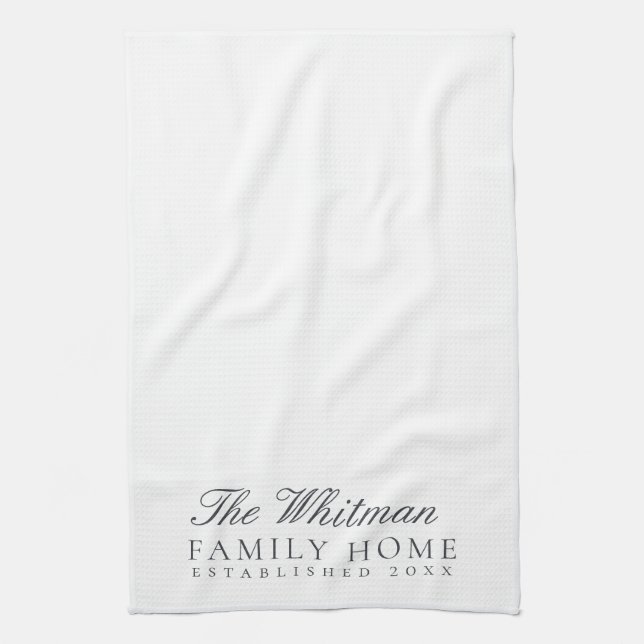 Linge De Cuisine Nom de famille Elegant Blanc (Vertical)