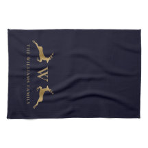 Nom de famille Monogram Gold Deer Midnight Navy