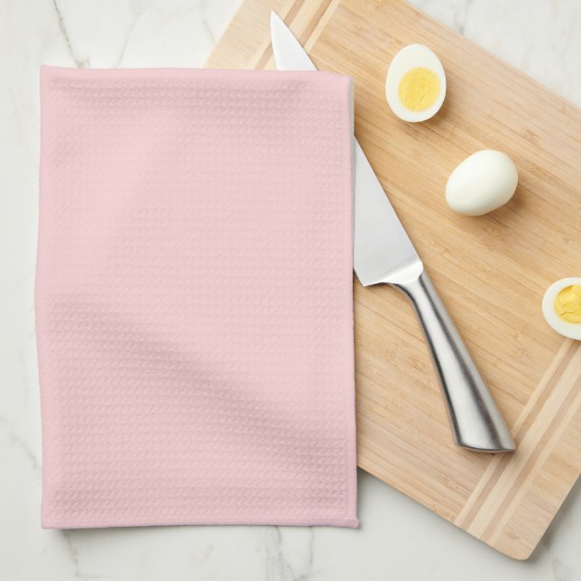 Linge De Cuisine Nom de famille rose pâle Monogramme moderne (Quart Plié)
