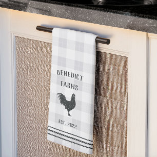 Linge De Cuisine Nom de la ferme personnalisée Rustic Plaid