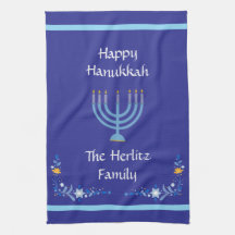 Nom de la Personnaliser Blue HANOUKKA Menorah
