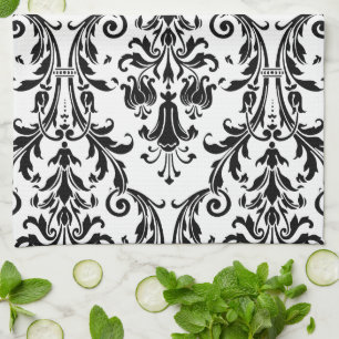Linge De Cuisine Nom de la Personnaliser du monogramme blanc noir F