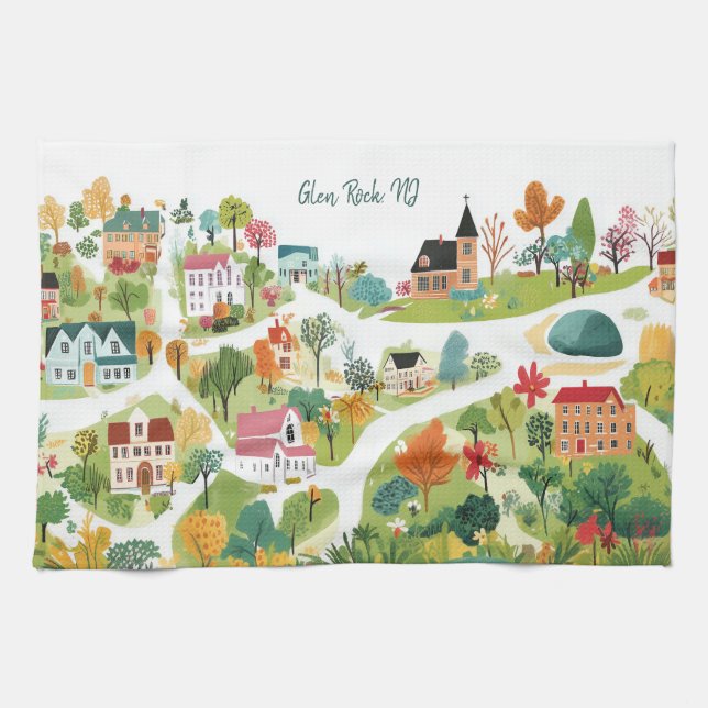 Linge De Cuisine Nom de la ville personnalisée Nouveau cadeau maiso (Horizontal)